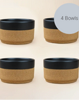 Four Ceramic and Cork Bowls - Black