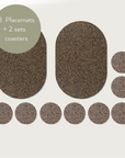 Dash Recycled Rubber & Cork Placemats | Oval S/8 + 8 FREE coasters