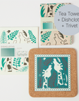 Cork and Tile Trivet, Tea Towel and Dishcloths | Giraffes