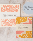 Tea Towel and matching Dishcloths | Flora