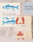 Tea Towel and matching Dishcloths | Mackerel & Lobster