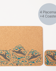 Set of 4 Placemats and matching Coasters | Swimming Penguins