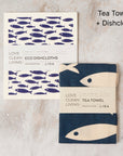 Tea Towel and matching Dishcloths | Fish & Wave