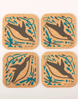 Set of 4 Placemats and matching Coasters | Swimming Penguins