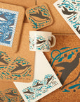 Cork and Tile Trivet | Swimming Penguins