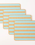 Cork Placemats | Candy Stripes - Blue S/4