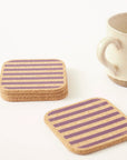 Cork Coasters | Candy Stripes - Purple S/4