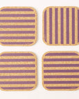 Cork Coasters | Candy Stripes - Purple S/4