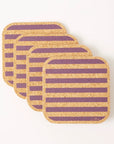 Cork Coasters | Candy Stripes - Purple S/4