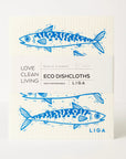 Tea Towel and matching Dishcloths | Mackerel & Lobster