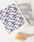 Tea Towel and matching Dishcloths | Fish & Wave