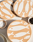 Cork Placemats | Fish White