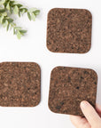 Smoked Cork Coasters | Square Set of 4