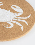 Eco friendly cork placemats + coasters. Crab design