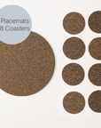 Dash Recycled Rubber & Cork Placemats | Round S/8 + 8 FREE coasters