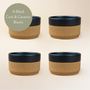 Four Ceramic and Cork Bowls - Black