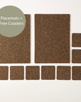 Dash Recycled Rubber & Cork Placemats | Rectangle S/8 + 8 FREE coasters