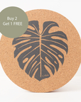 Cork Max Placemats | Monstera | 3 Sets for 2
