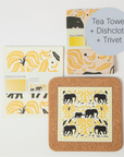Cork and Tile Trivet, Tea Towel and Dishcloths | Elephants & Bananas