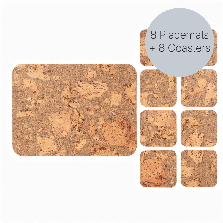 Natural Cork Placemats &amp; Coasters | Rectangle S/8