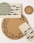 Napkins, Coasters, Placemats and Runner Bundle S/8 | Fish on a Line