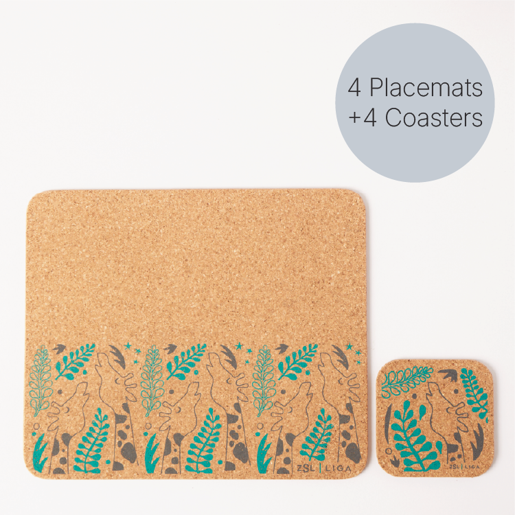 Set of 4 Placemats and matching Coasters | Elephant &amp; Bananas