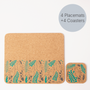 Set of 4 Placemats and matching Coasters | Giraffes