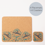 Set of 4 Placemats and matching Coasters | Swimming Penguins