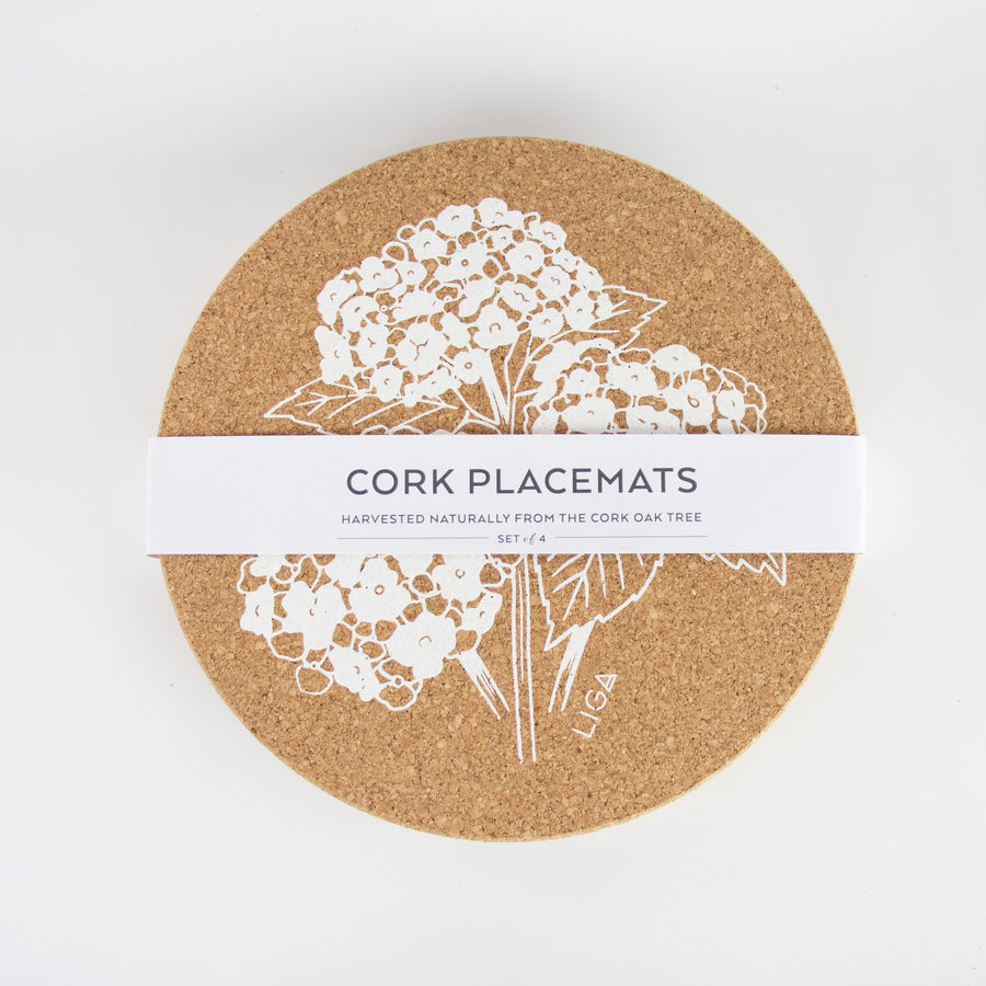 Cork Small Placemat | Hydrangea