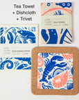 Seafood Platter | Cork and Tile Trivet, Tea Towel and Dishcloths