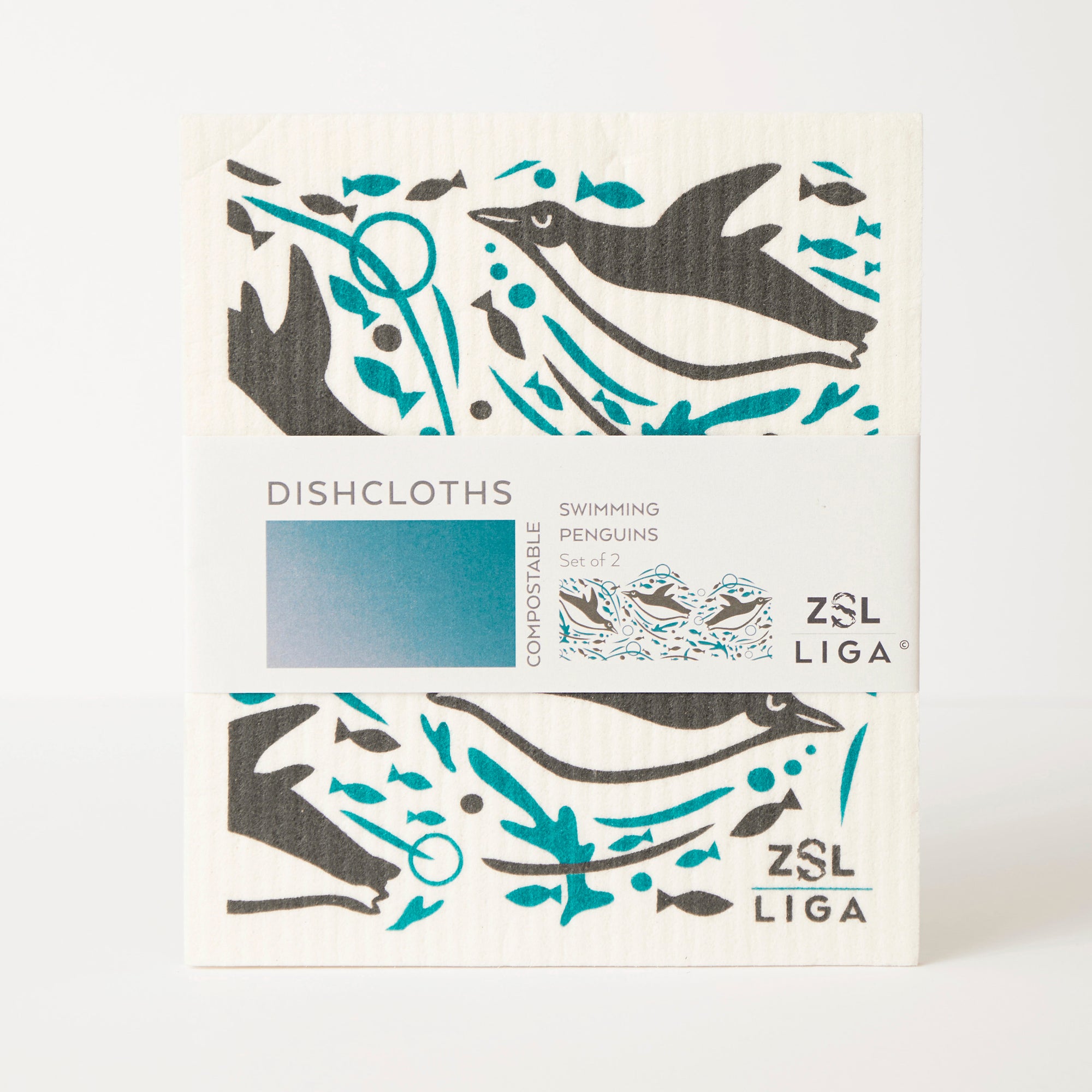 Swimming Penguin | Cork and Tile Trivet, Tea Towel and Dishcloths