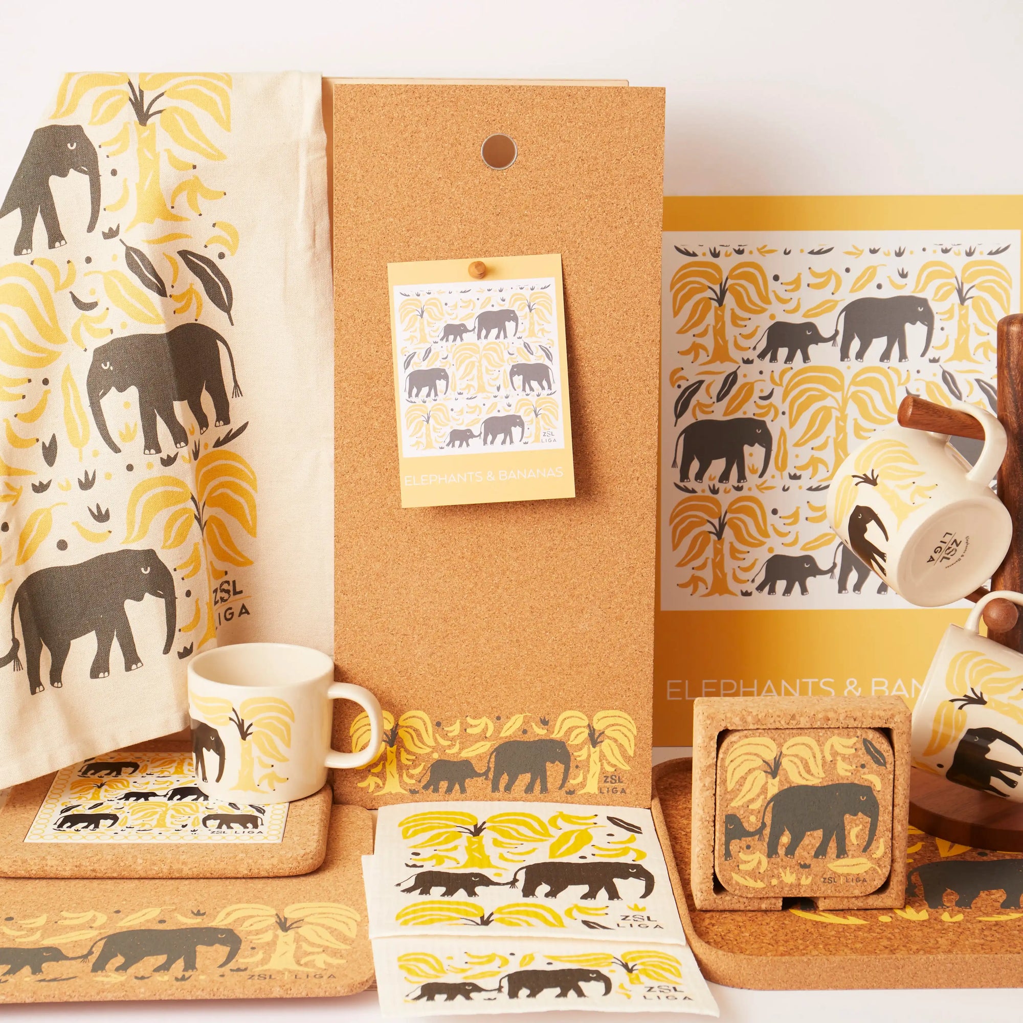 Set of 4 Placemats and matching Coasters | Elephant &amp; Bananas