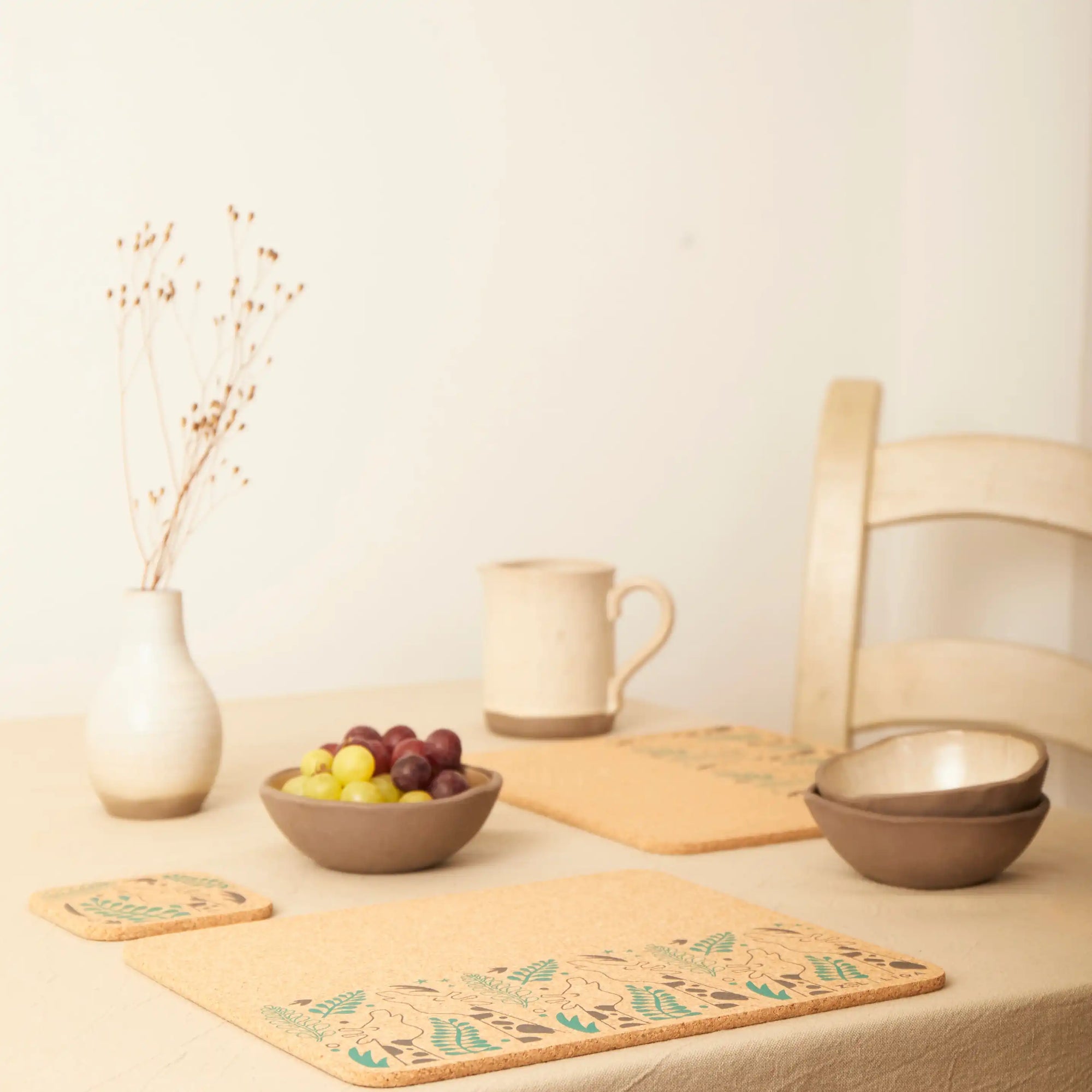 Set of 4 Placemats and matching Coasters | Elephant &amp; Bananas
