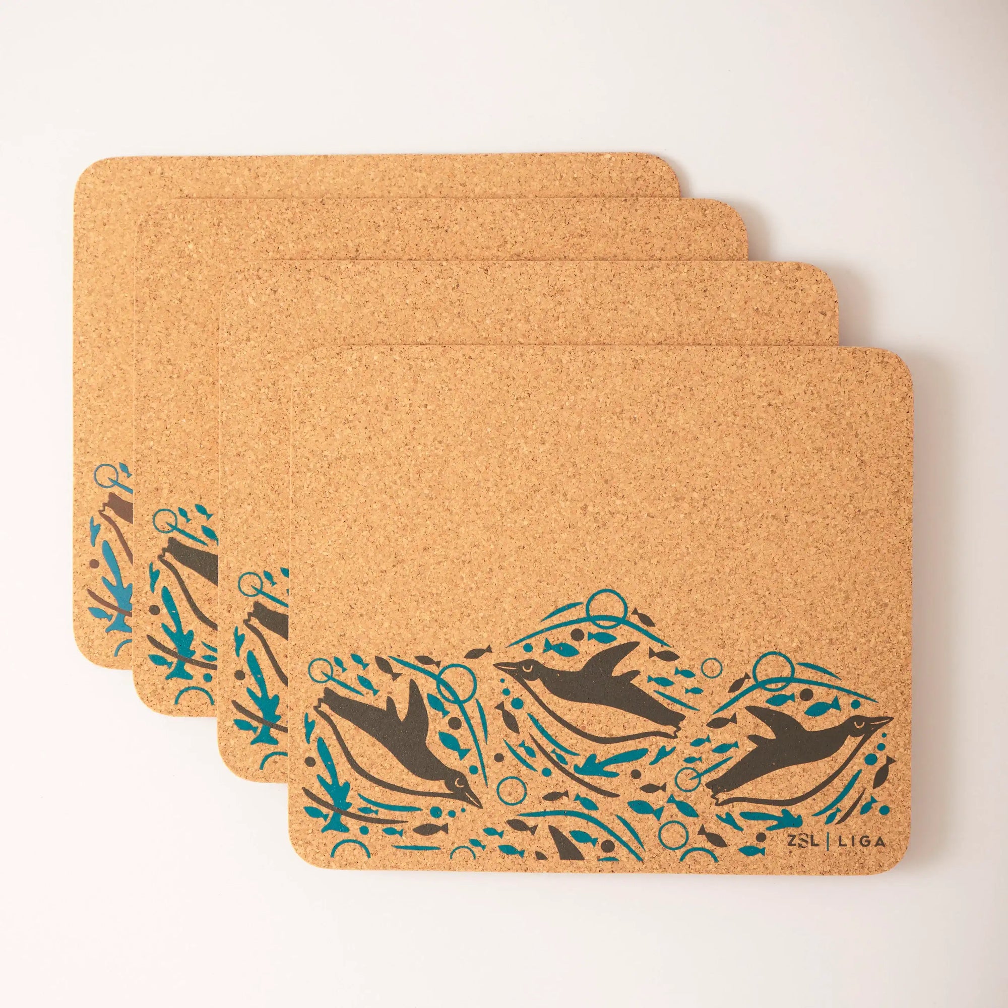 Set of 4 Placemats and matching Coasters | Swimming Penguins