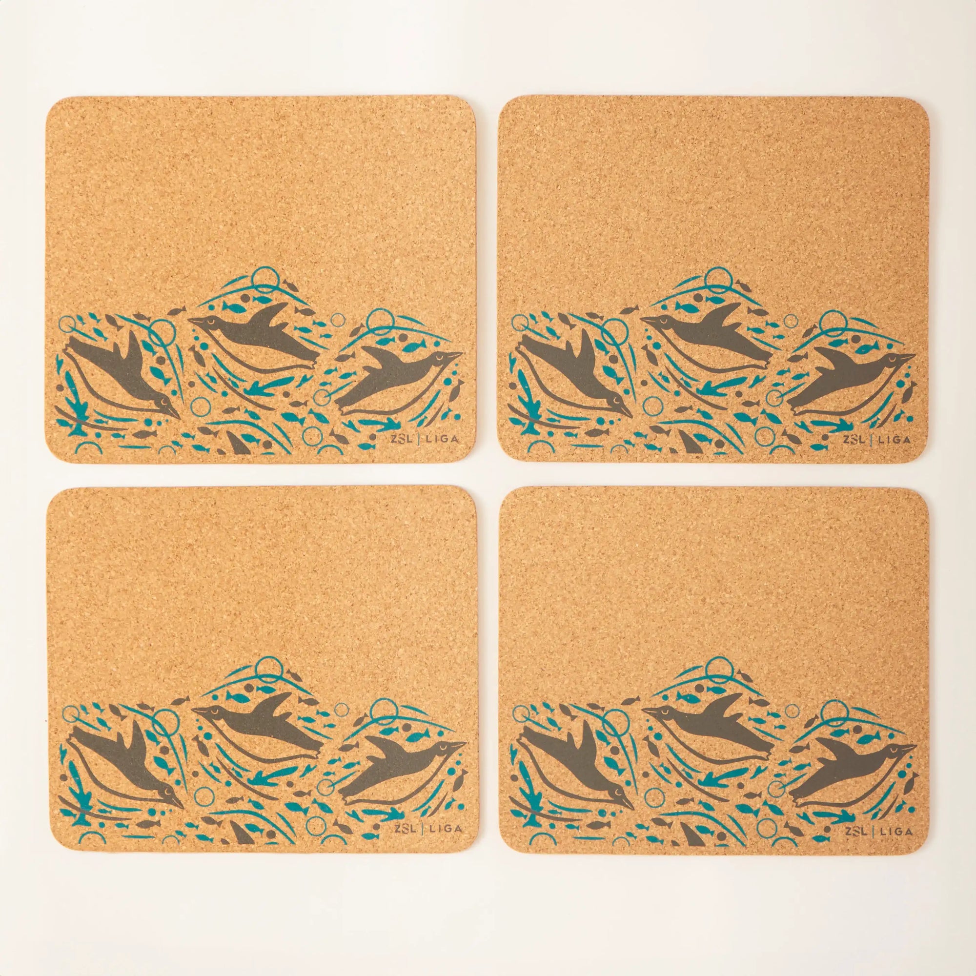 Set of 4 Placemats and matching Coasters | Swimming Penguins