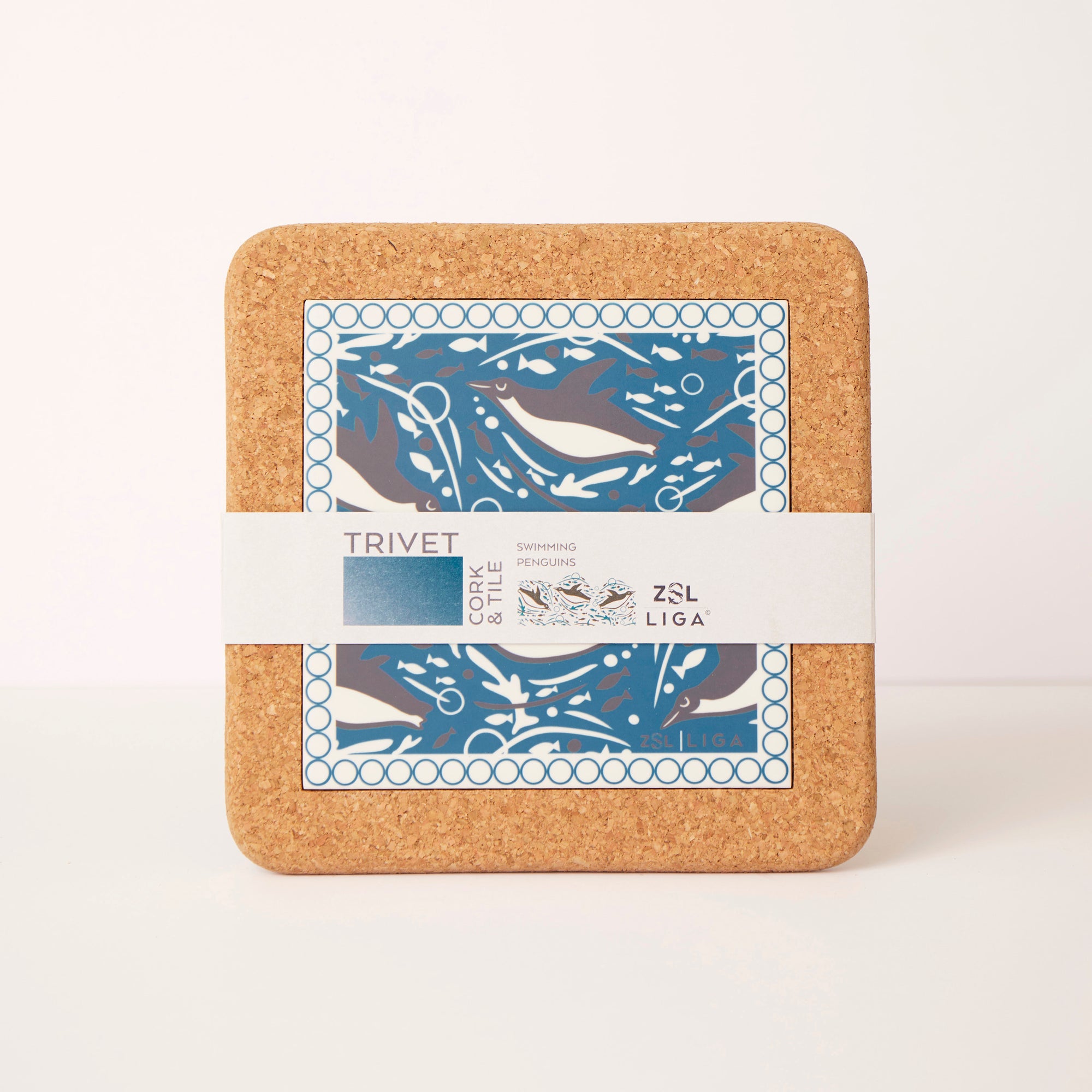 Swimming Penguin | Cork and Tile Trivet, Tea Towel and Dishcloths