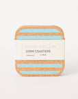 Cork Coasters | Candy Stripes - Blue S/4
