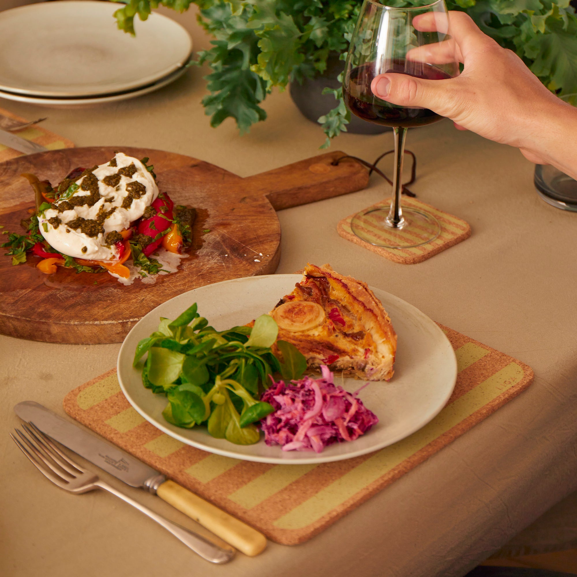 Cork Placemats | Candy Stripes - Olive