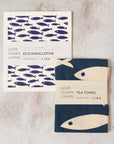 Tea Towel and matching Dishcloths | Fish & Wave