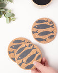 Cork Coasters | Fish Grey