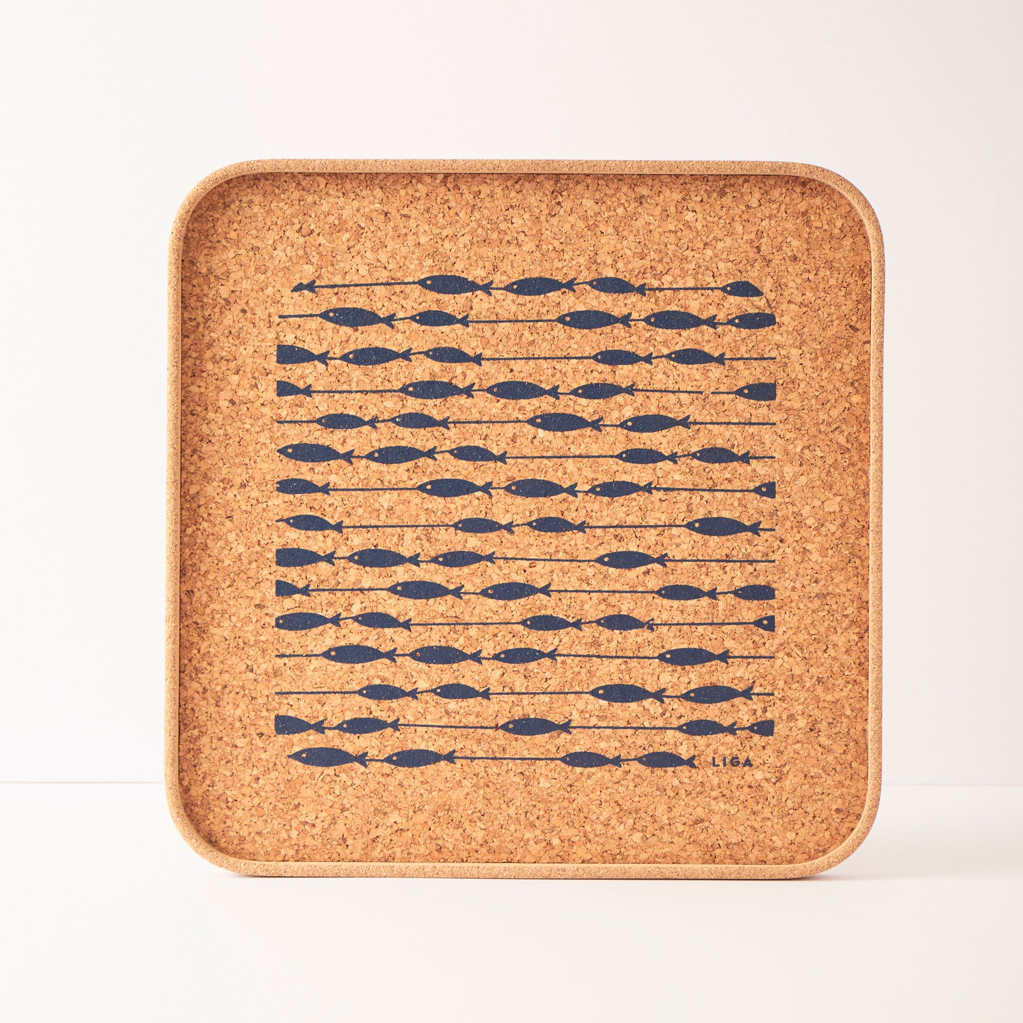 Eco Cork Tray | Fish on a Line Navy