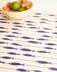 Organic Tea Towel | Fish on a Line Navy