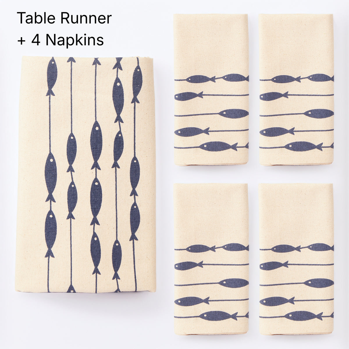 Fish on a Line Table Runner &amp; Napkins | Set of 4