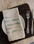 Organic Linen Napkins | Fish on a Line S/2