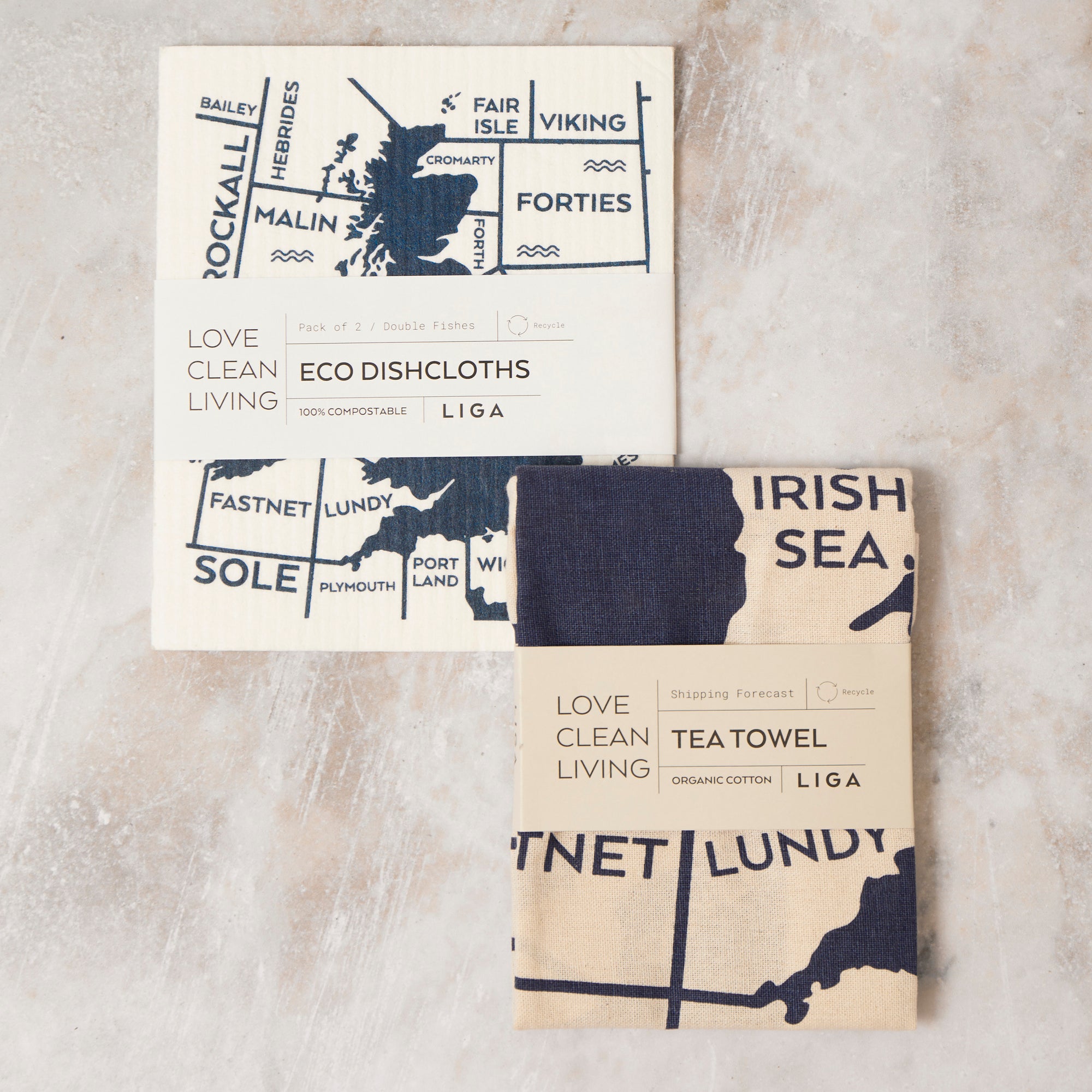 Shipping Forecast | Cork and Tile Trivet, Tea Towel and Dishcloths