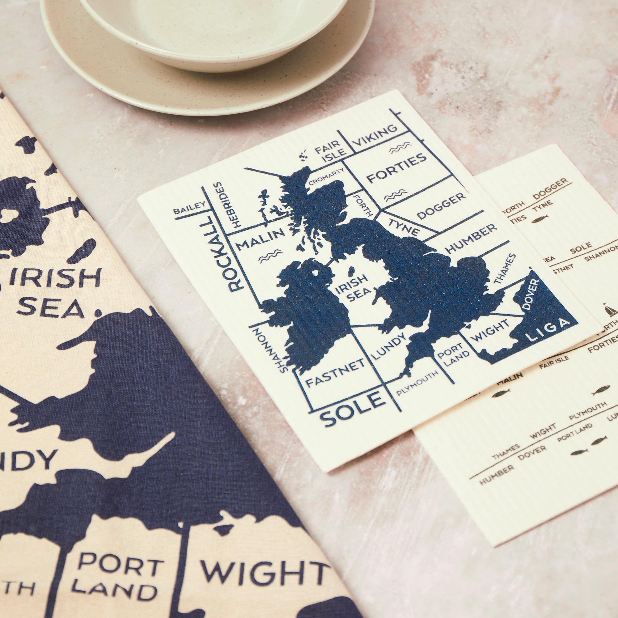 Shipping Forecast | Cork and Tile Trivet, Tea Towel and Dishcloths