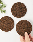 Smoked Cork Coasters | Round Set of 4
