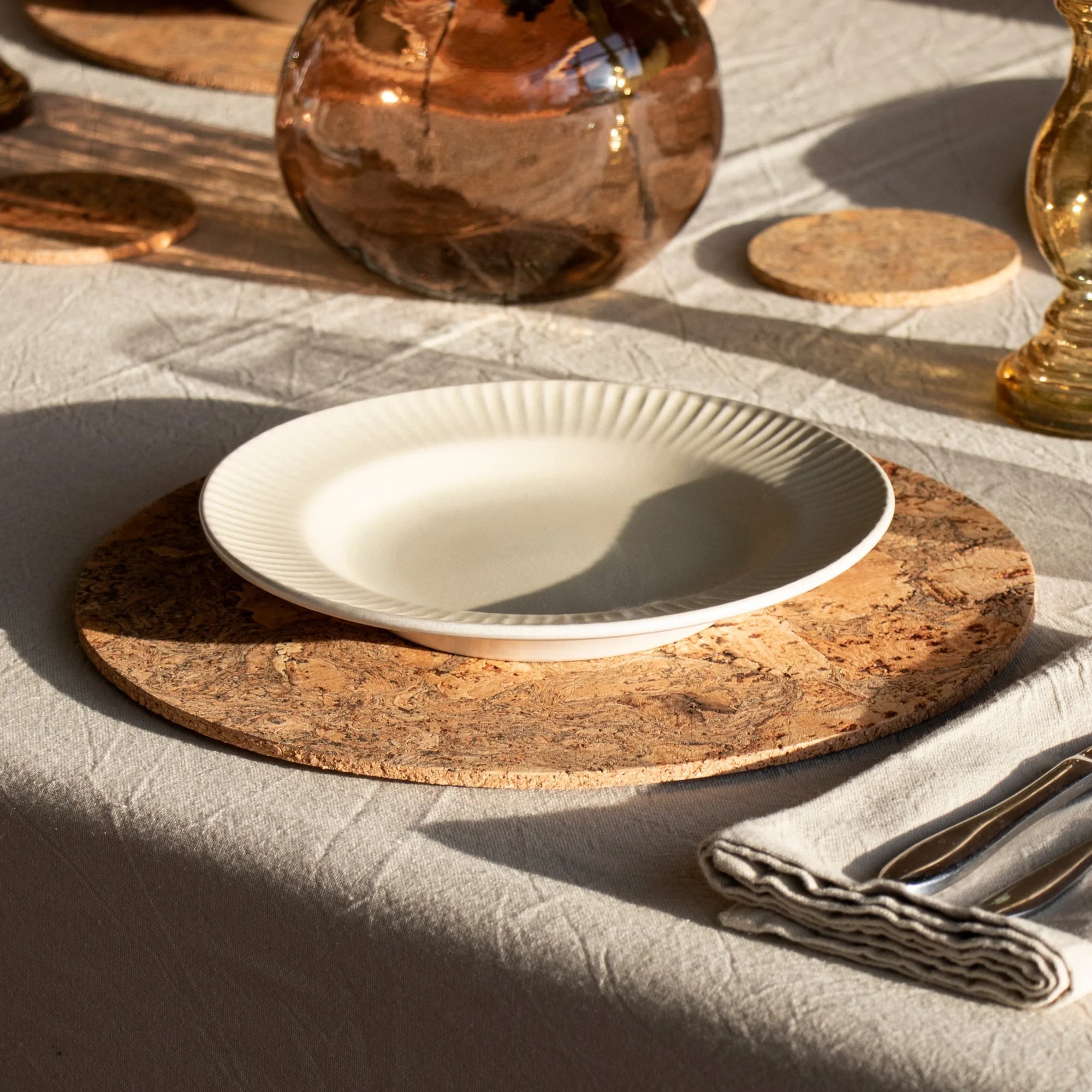 Natural Cork Placemats | Round Set of 4
