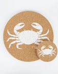 Eco friendly cork placemats + coasters. Crab design