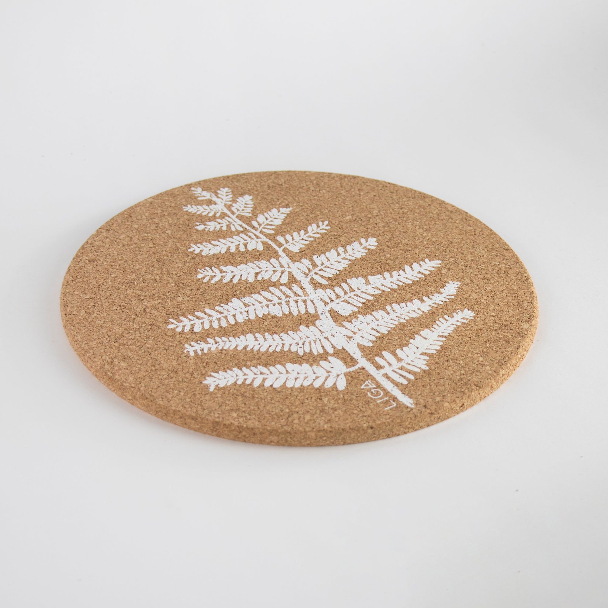 Eco friendly cork placemats + coasters. Fern design